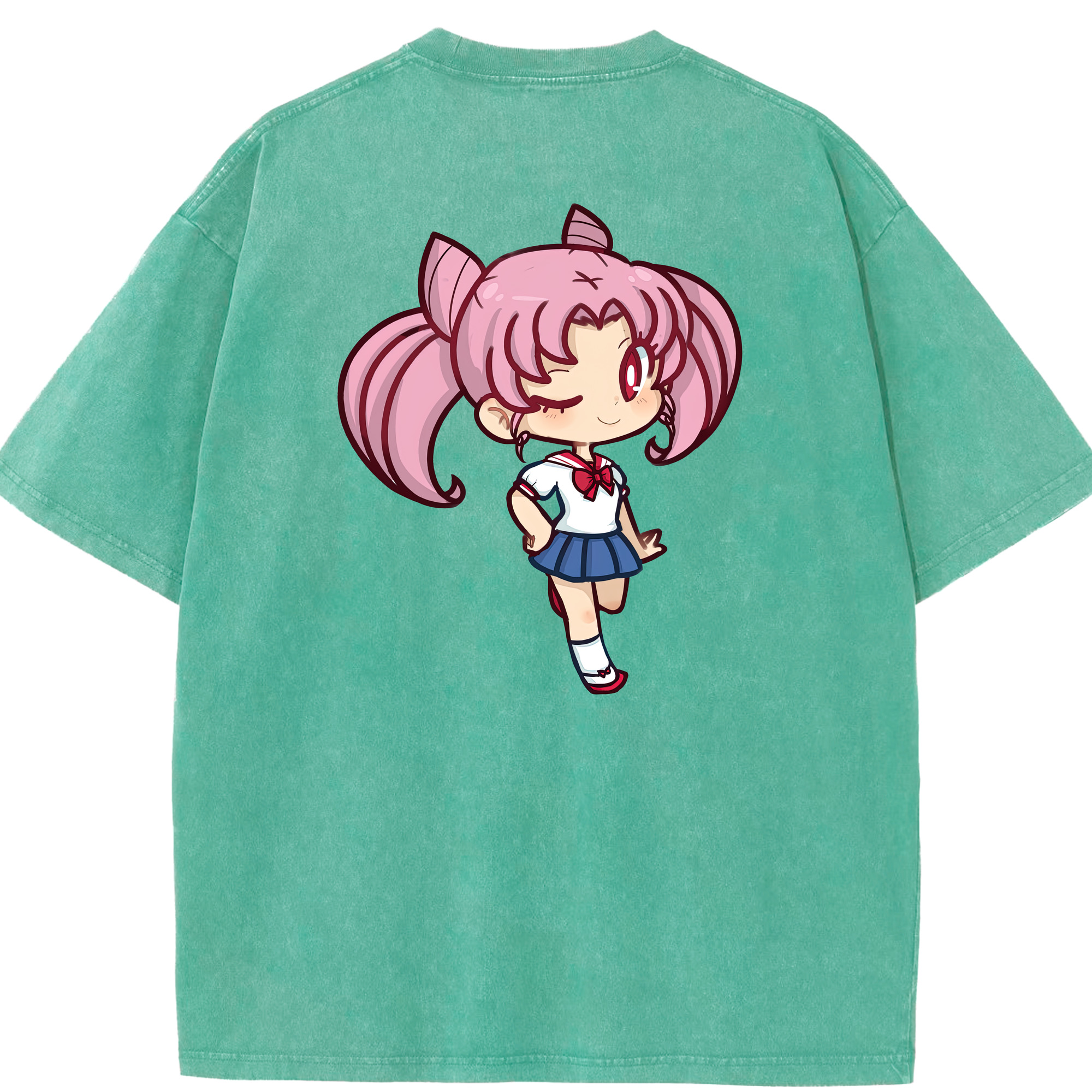 （画像用） 美少女戦士セーラームーン ちびうさ Sailor Moon Chibiusa Tsukino Usagi Small Lady Serenity 綿100% ヴィンテージ風 半袖Tシャツ（背面プリント）